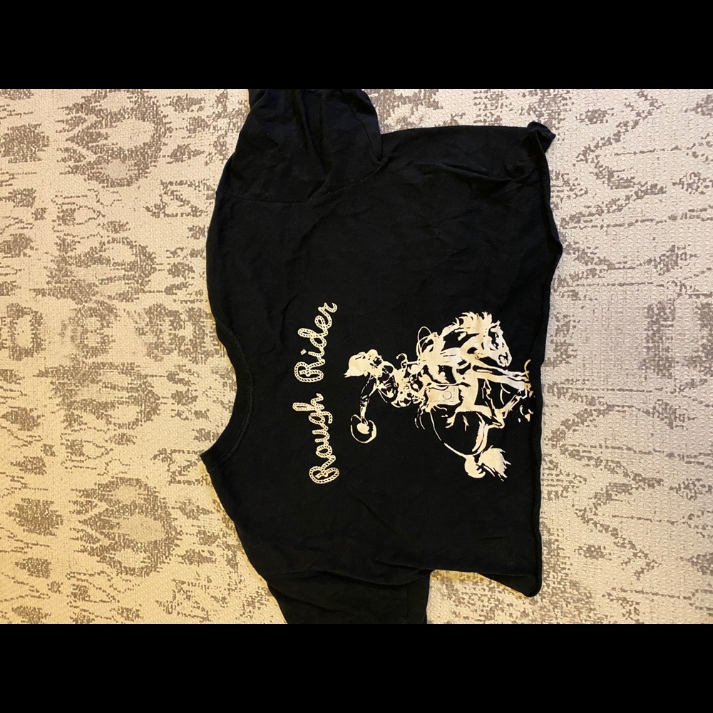 John GaltBlack Rough Rider Black Crop Top.